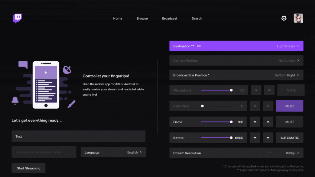 Enable party chat in the Twitch Xbox App